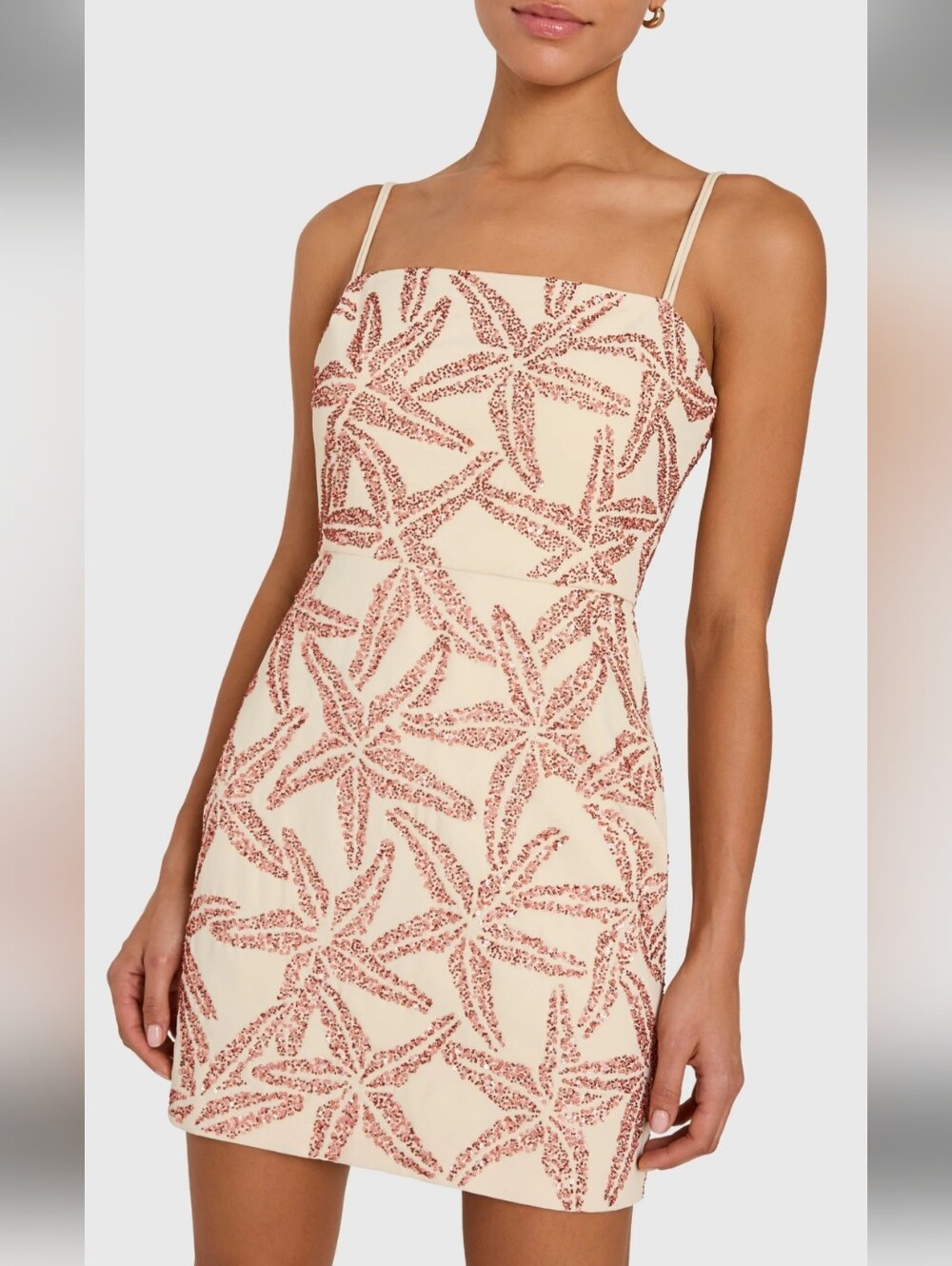 Amanda Uprichard Cream Mini Dress w/ rose gold sequins design sizes S,M,XL  NWTS